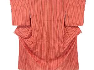 リサイクル　未使用品　縞織り出し手織り紬着物